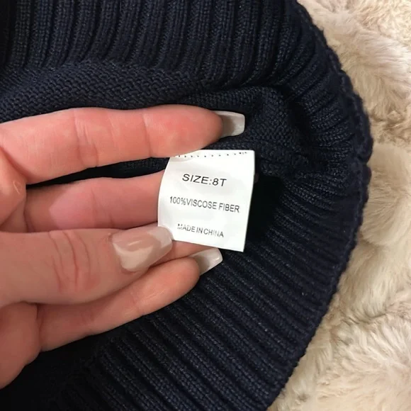 Half zip pullover sweater, Navy, 8T - Picture 3 of 3